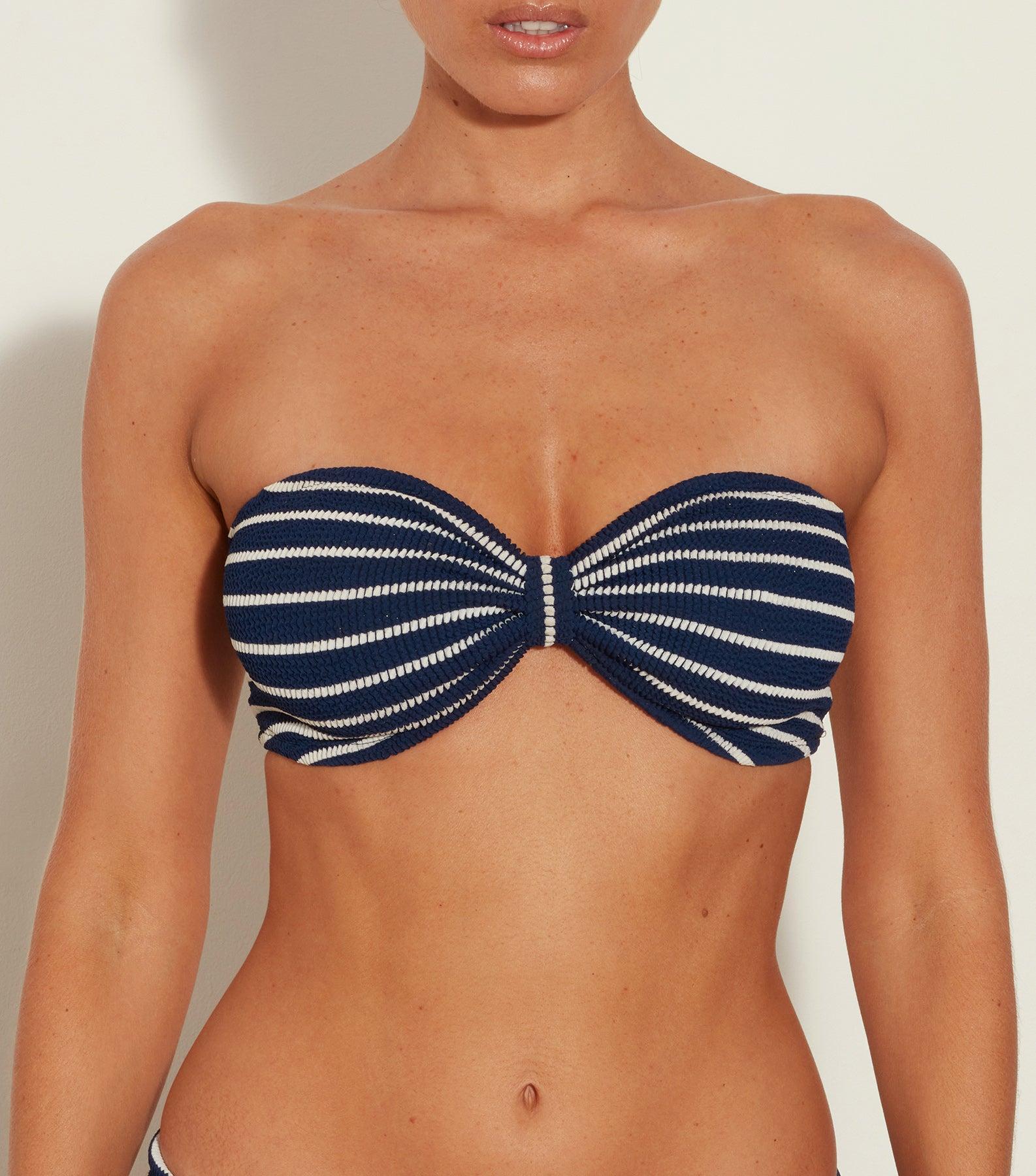 Jean Bikini Top - Navy/White Stripe Product Image
