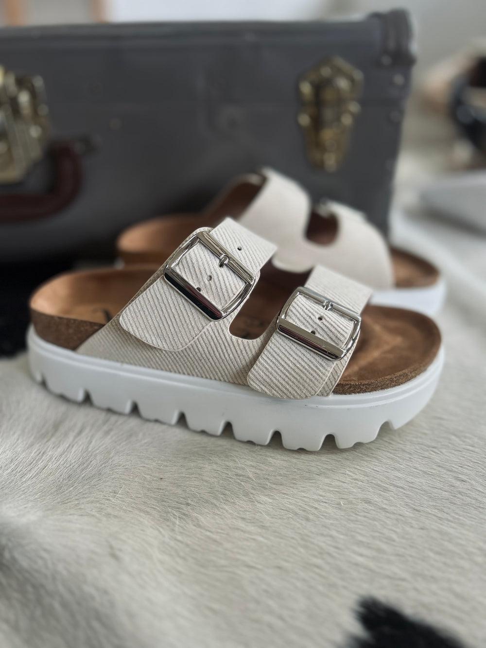 Jazmin Cream Platform Sandals Product Image