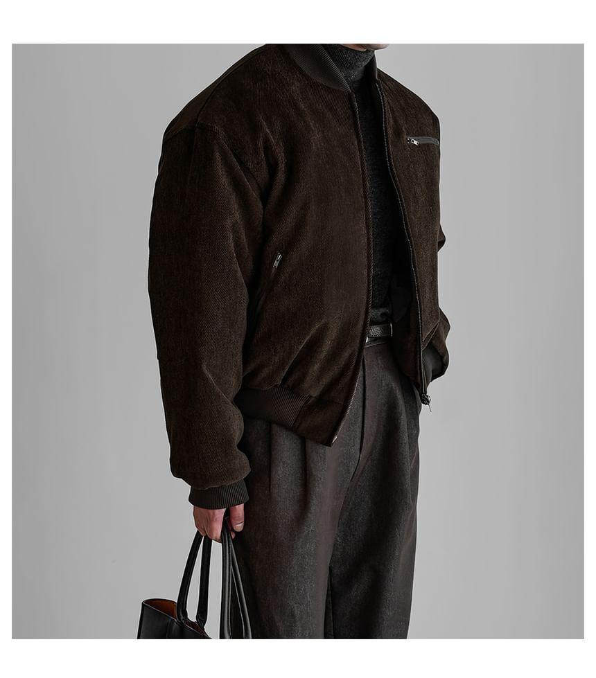 Plain Zip Puffer Baseball Jacket Product Image