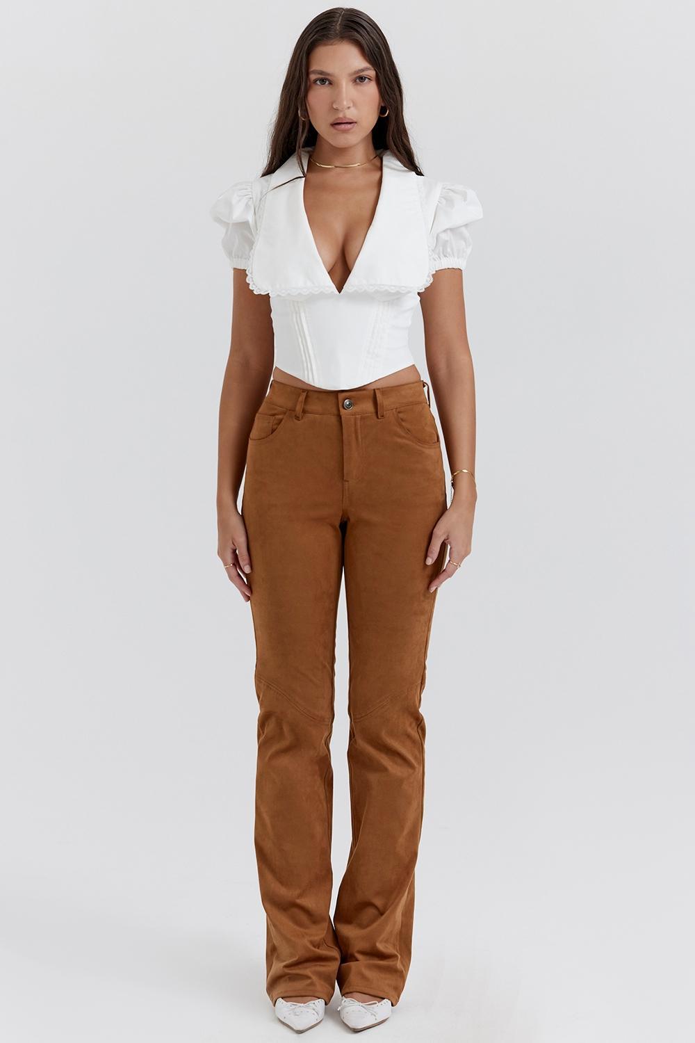Apollo  tan vegan suede trousers Product Image