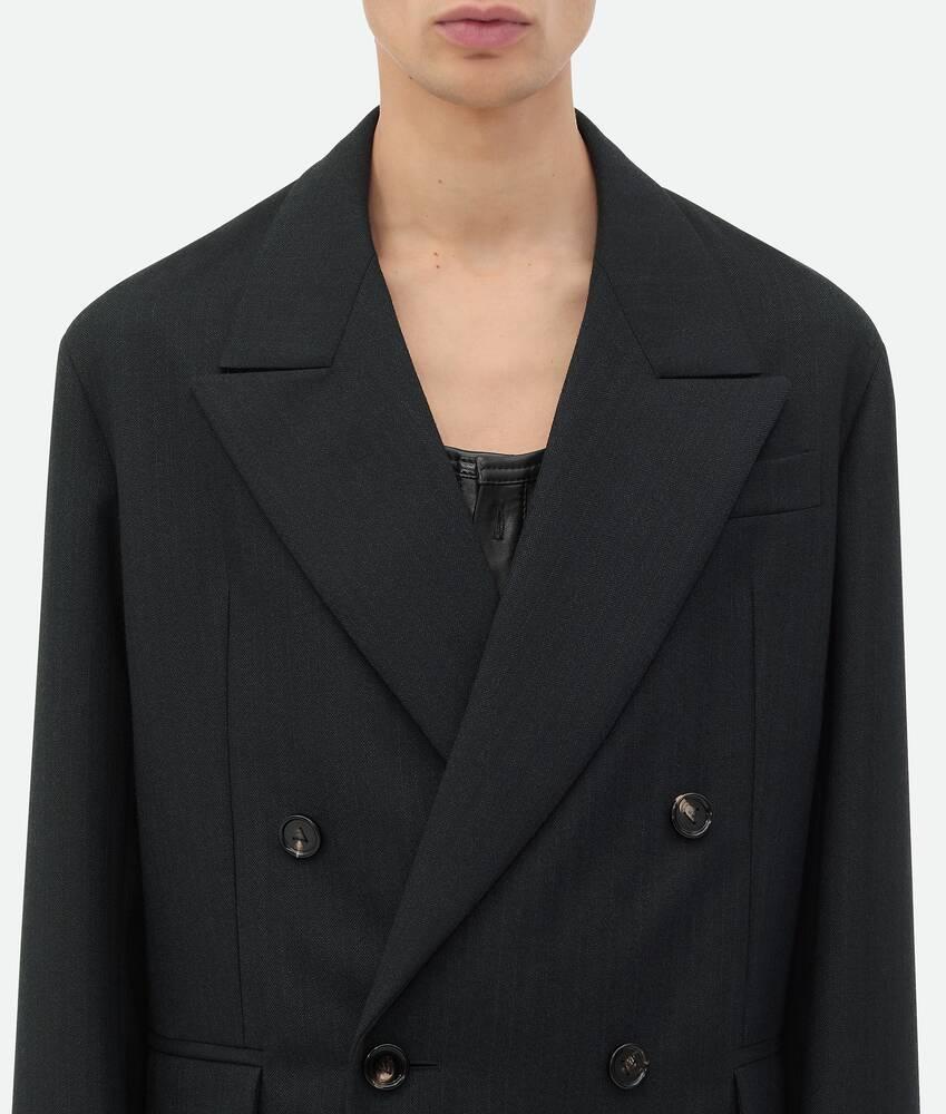 Men's Striped Wool Jacket in Black/dark blue Product Image