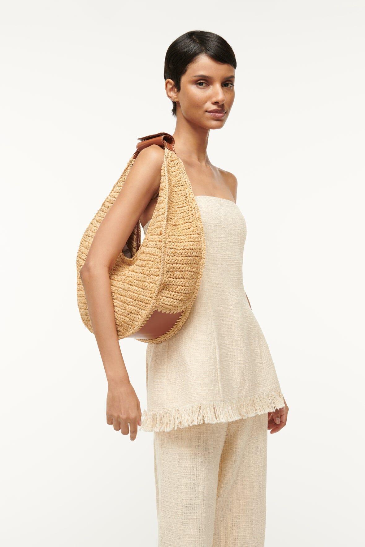 LARGE RAFFIA MOON BAG | NATURAL RAFFIA Product Image