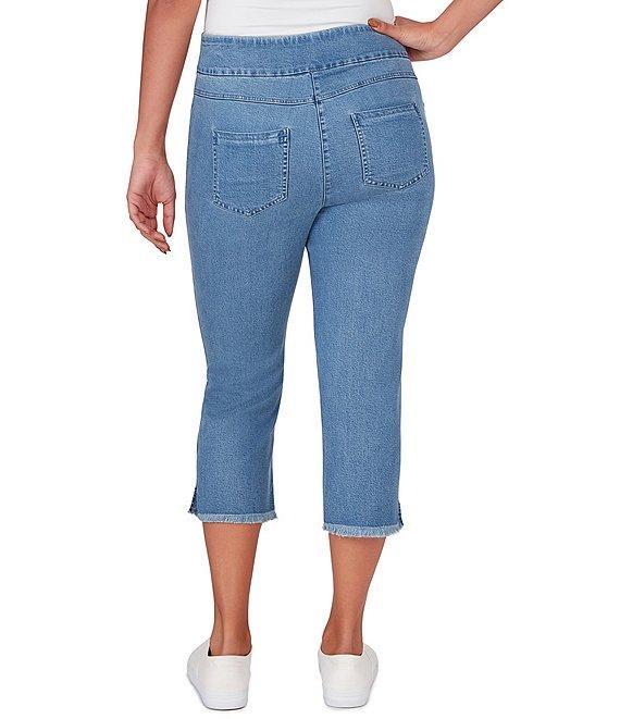 Ruby Rd. Petite Size Tencel Pull-On Fringe Side Slit Hem Capri Pants Product Image