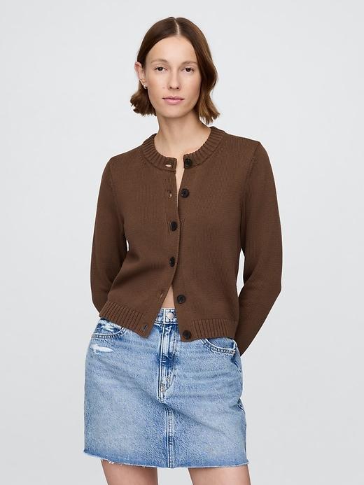 100% Cotton Crewneck Cardigan Product Image