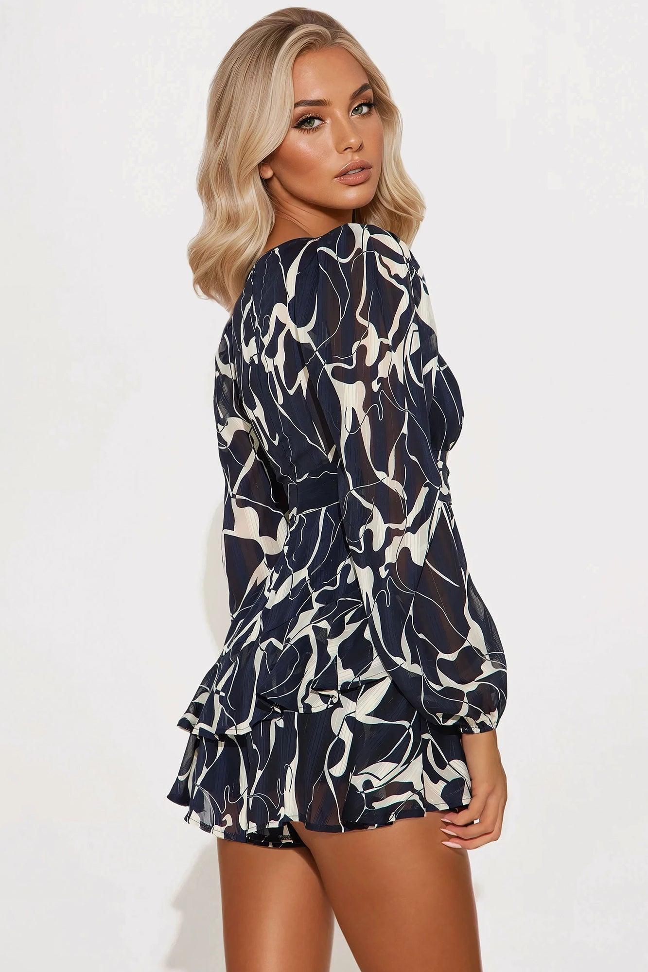 Graced And Gilded Romper - Navy/combo Product Image