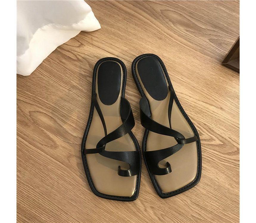 Square-Toe Toe-Loop Slide Sandals Product Image