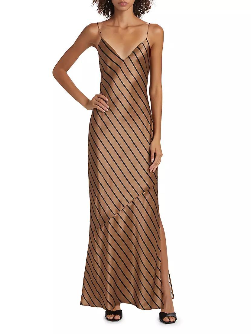 Raven Stripe Silk Slip Gown Product Image