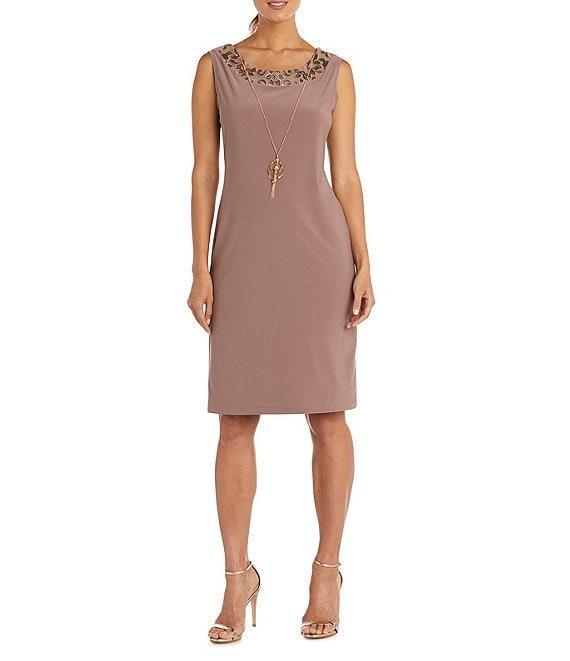 R & M Richards Long Sleeve Crew Neck Sequin Mesh 2-Piece Jacket Dress Product Image