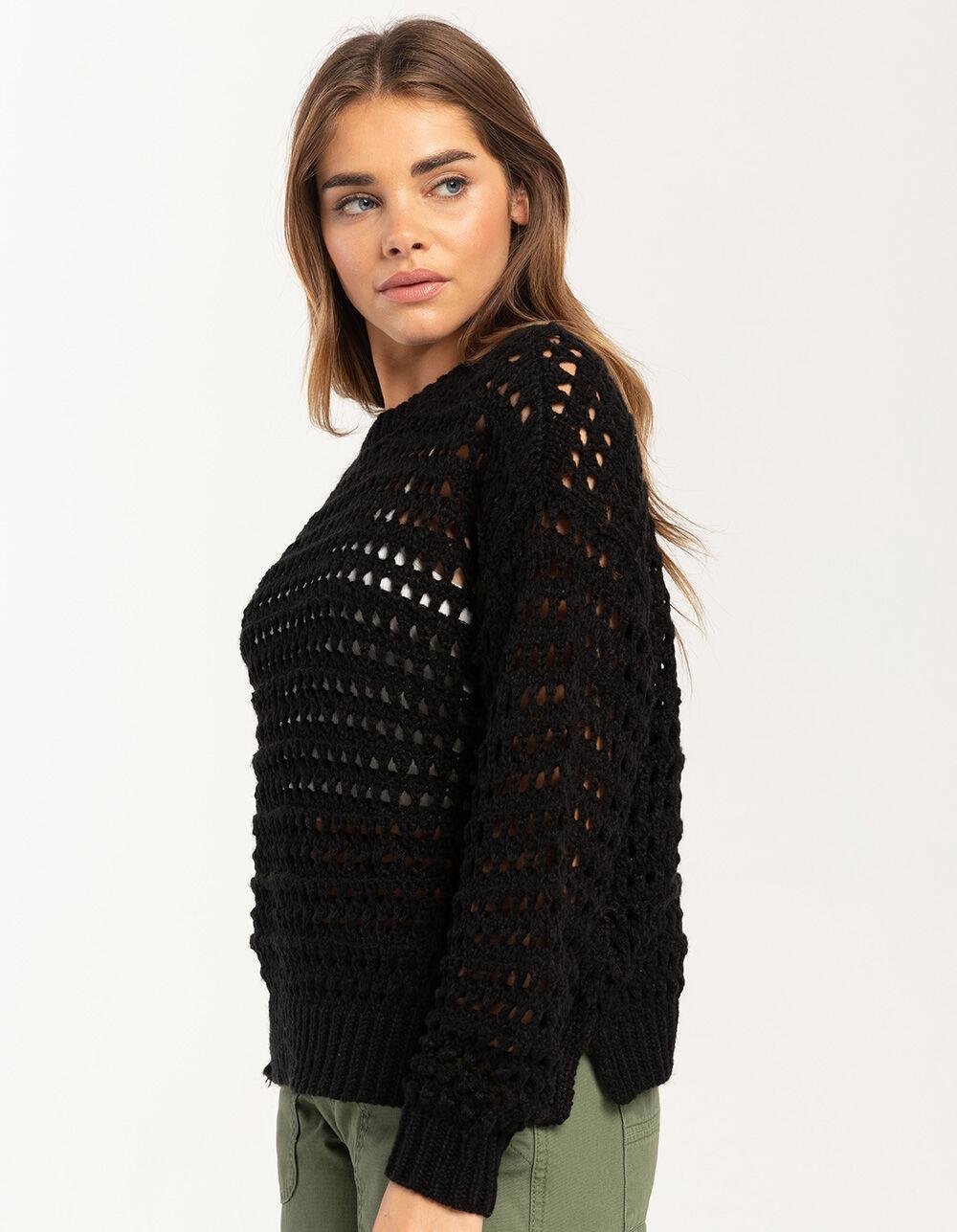 FULL TILT Essentials Open Knit Womens Pullover Sweater - BLACK Product Image