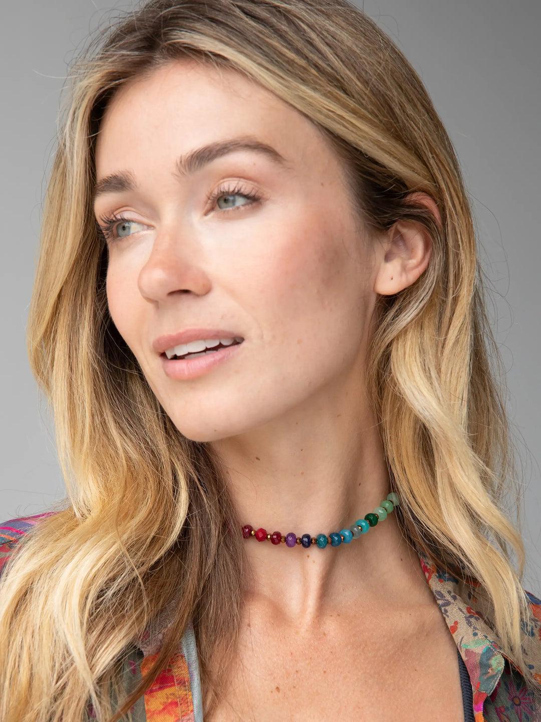 Rainbow Stone Bracelet Choker Product Image