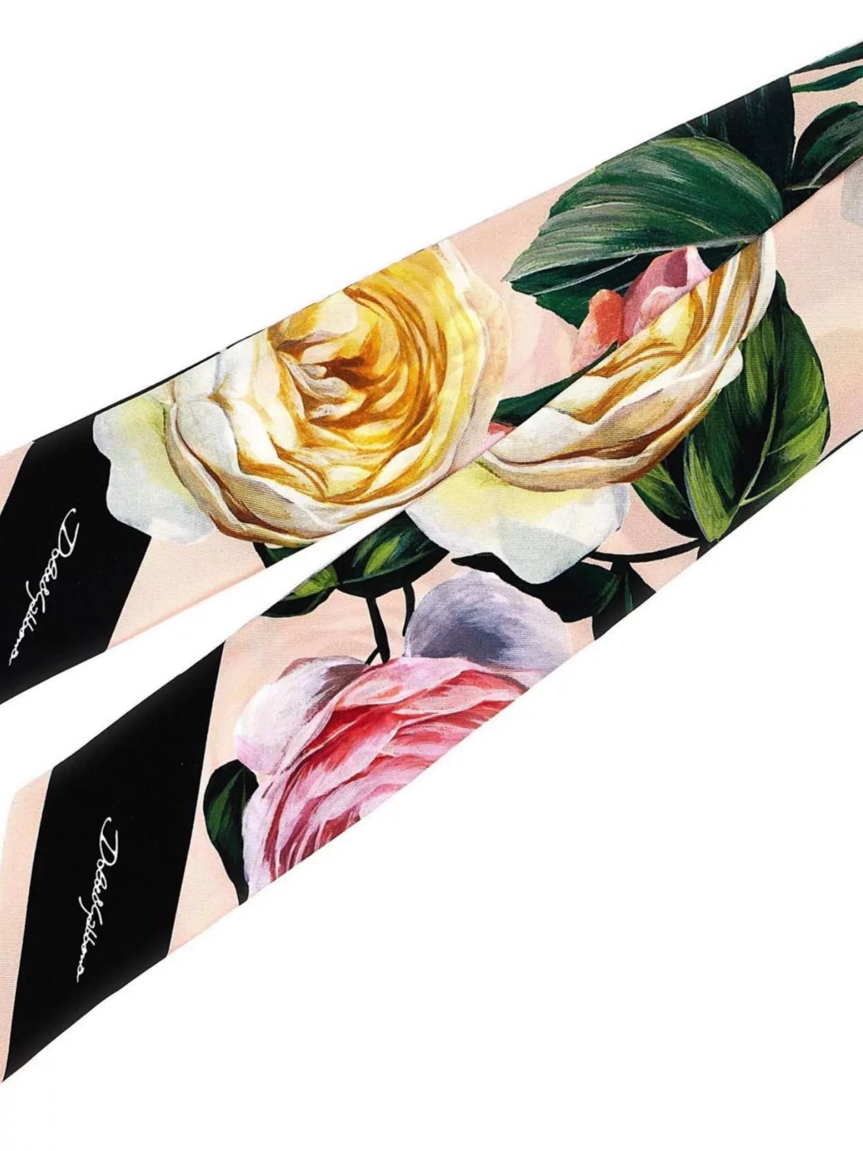 DOLCE & GABBANA Floral Print Silk Scarf In Pink Product Image