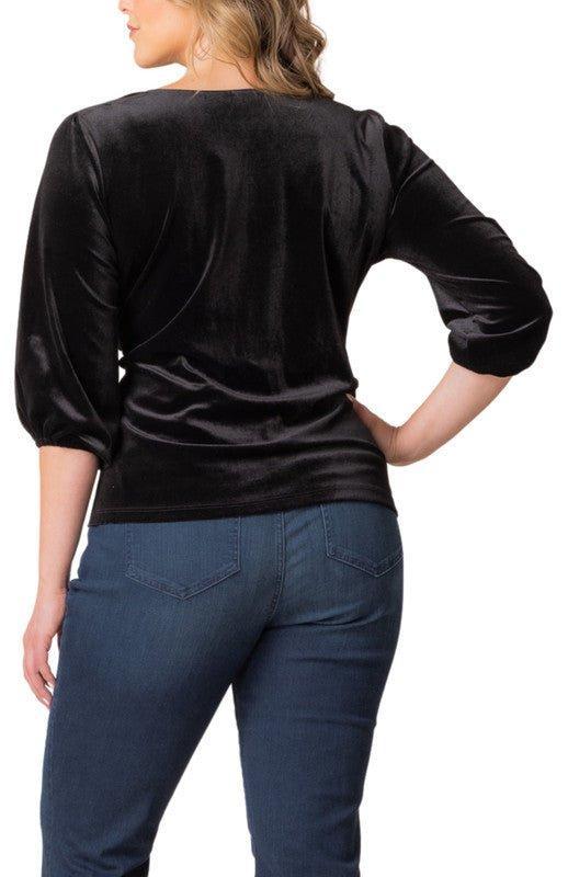 Odette Velvet Faux Wrap Top - Plus Product Image