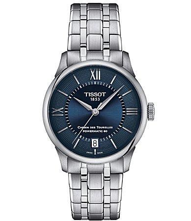 Tissot Womens Chemin Des Tourelles Powermatic 80 Automatic Light Blue Leather Strap Watch Product Image