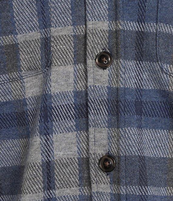 Roundtree & Yorke Long Sleeve Button Down Collar Large Plaid Knit Button-Front Shirt Product Image
