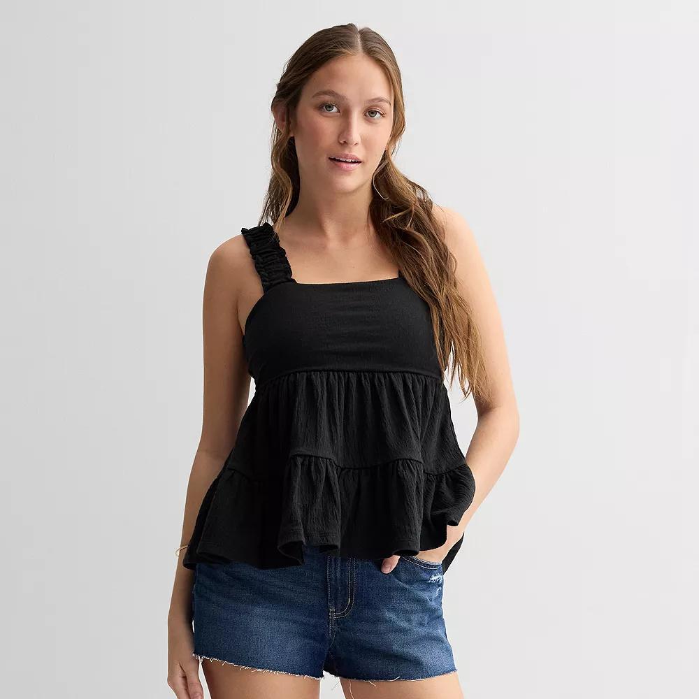 Juniors' SO® Tiered Tank Top, Women's, Size: XL, Black Luxe Product Image