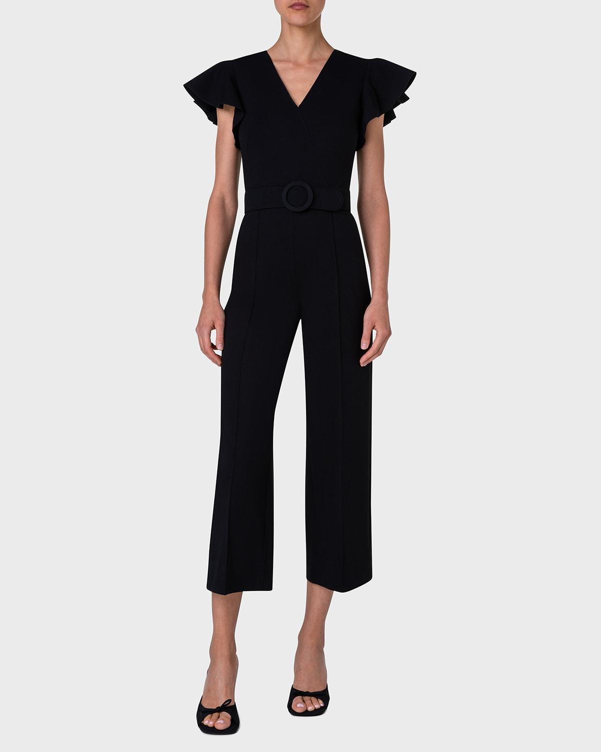 Womens Jersey Tie-Waist V-Neck Jumpsuit Product Image