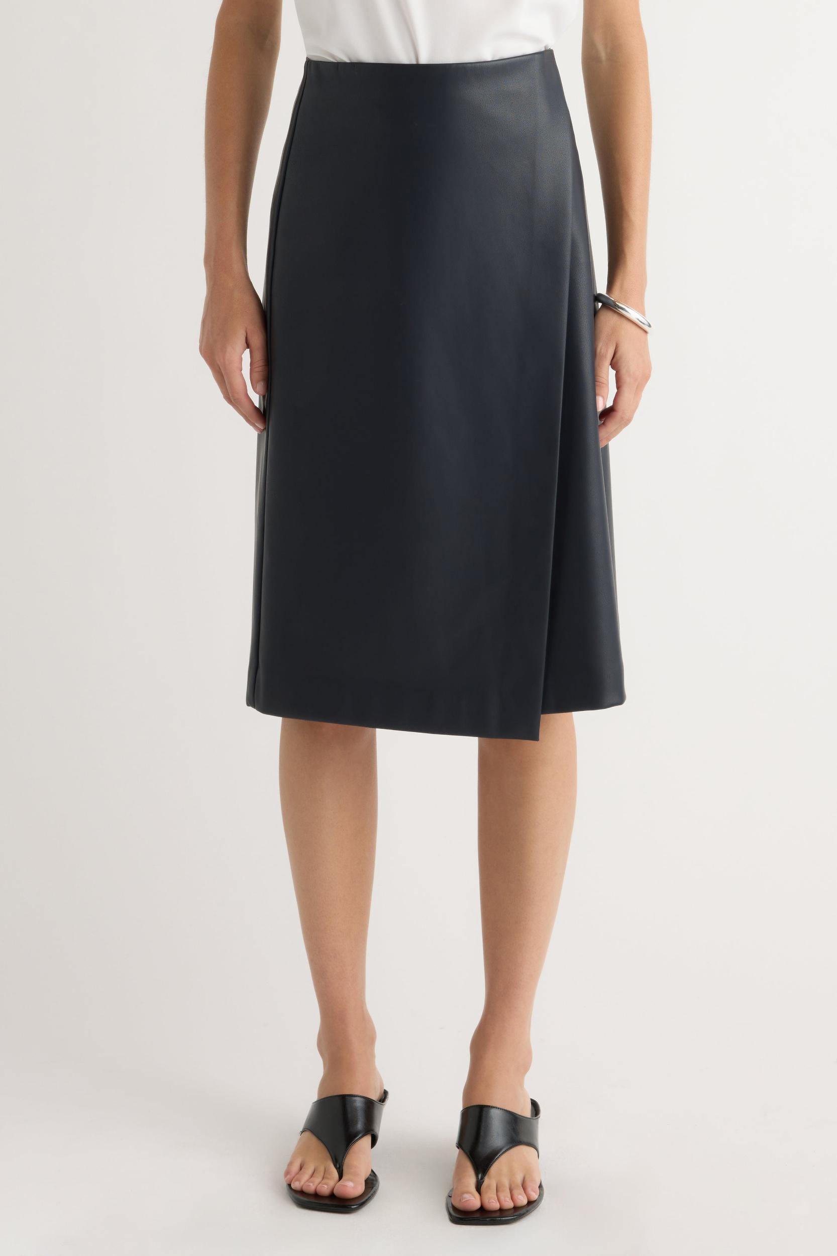 Alba Asymmetric Vegan Leather Skirt Product Image