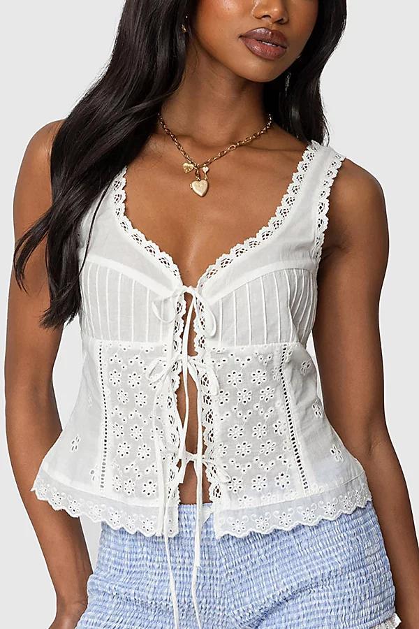 Edikted Fiore Eyelet Tie Front Top Womens at Urban Outfitters Product Image