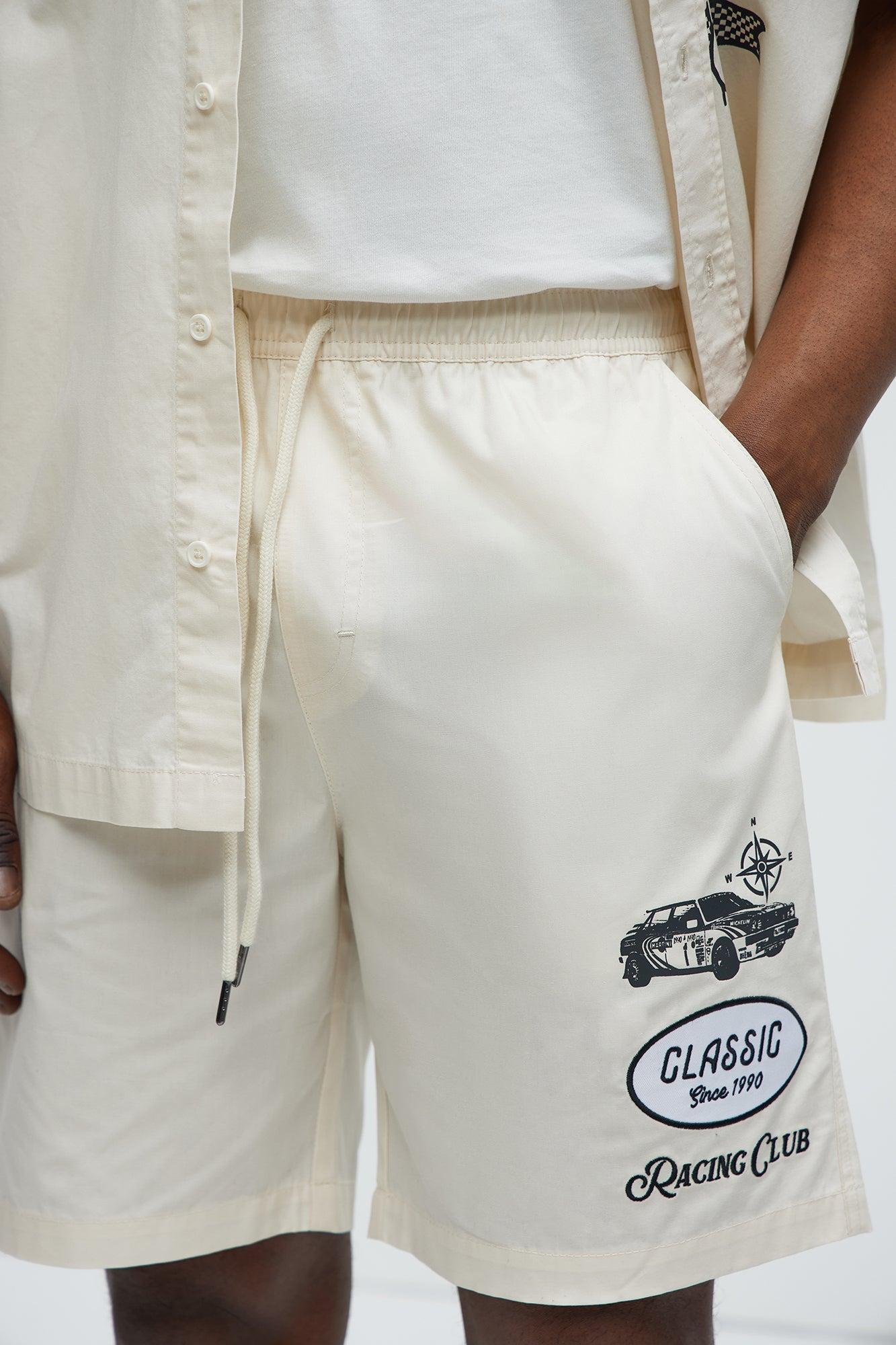 Racing Club Relaxed Drawstring Shorts - Cream Product Image