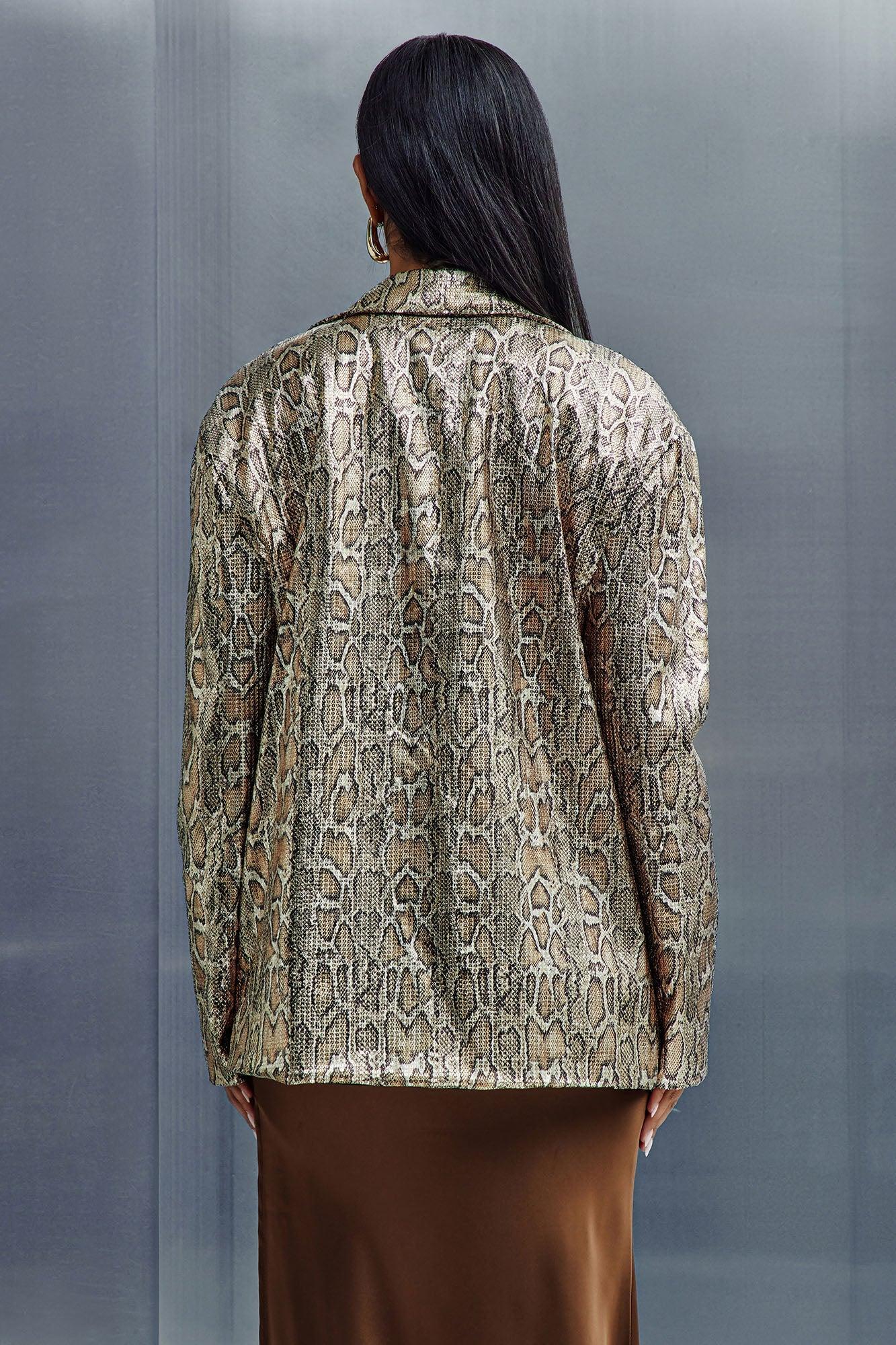 Hard To Get Leopard Sequin Blazer - Taupe/combo Product Image