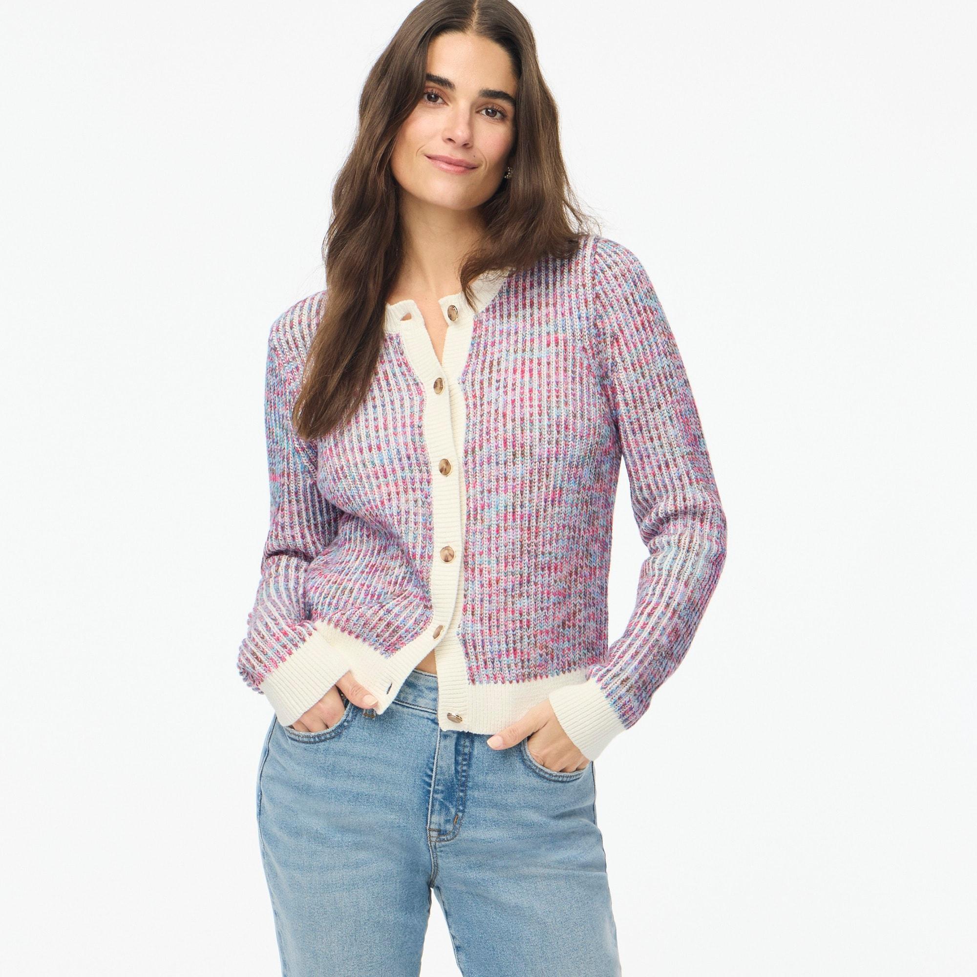 Ladder-stitch lady cardigan sweater Product Image