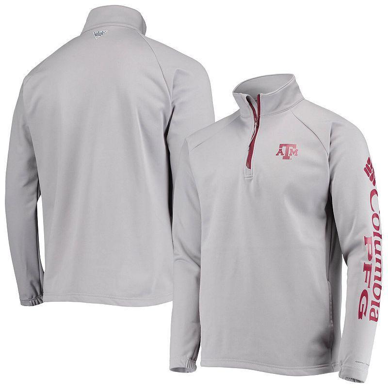 Men's Columbia Gray Texas A&M Aggies Terminal Tackle Fleece Raglan Omni-Shade Quarter-Zip Jacket, Size: Large, Grey Product Image