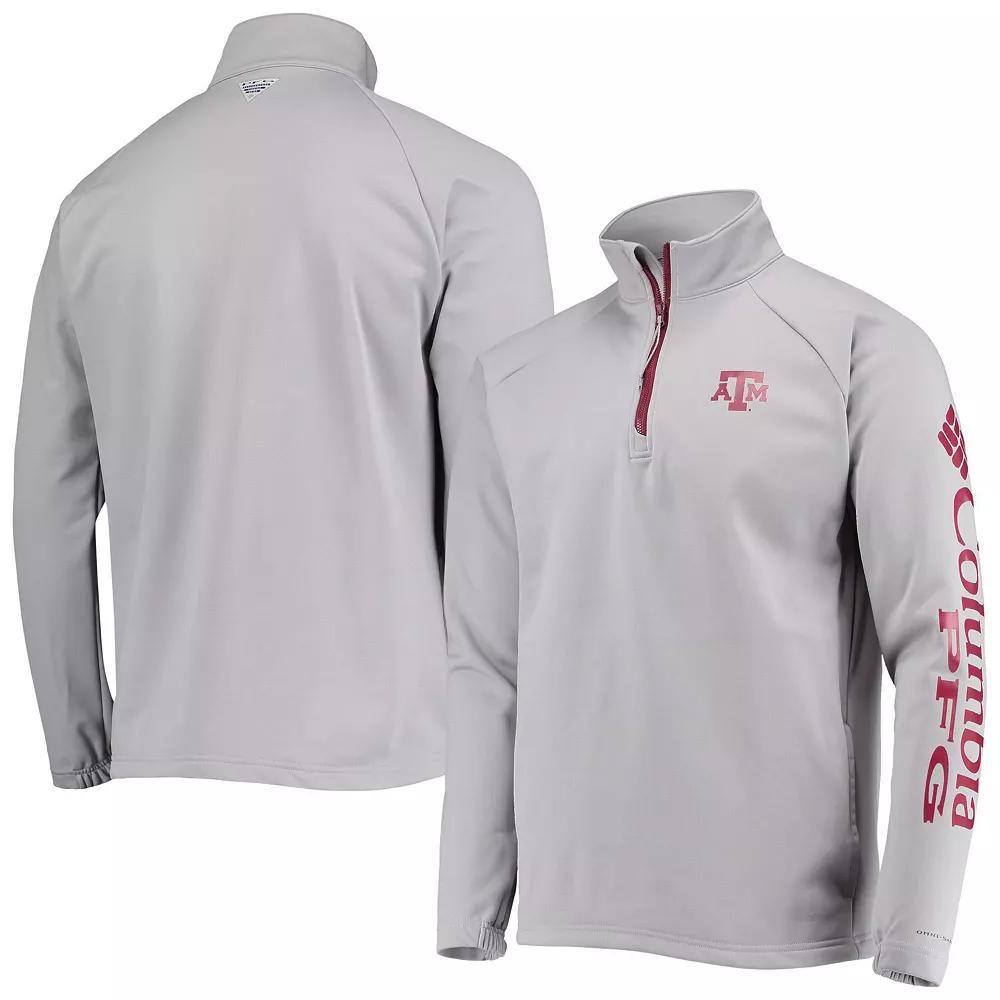 Men's Columbia Gray Texas A&M Aggies Terminal Tackle Fleece Raglan Omni-Shade Quarter-Zip Jacket, Size: Large, Grey Product Image