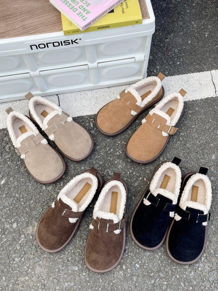 Buckled Fluffy Trim Slip-Ons Product Image