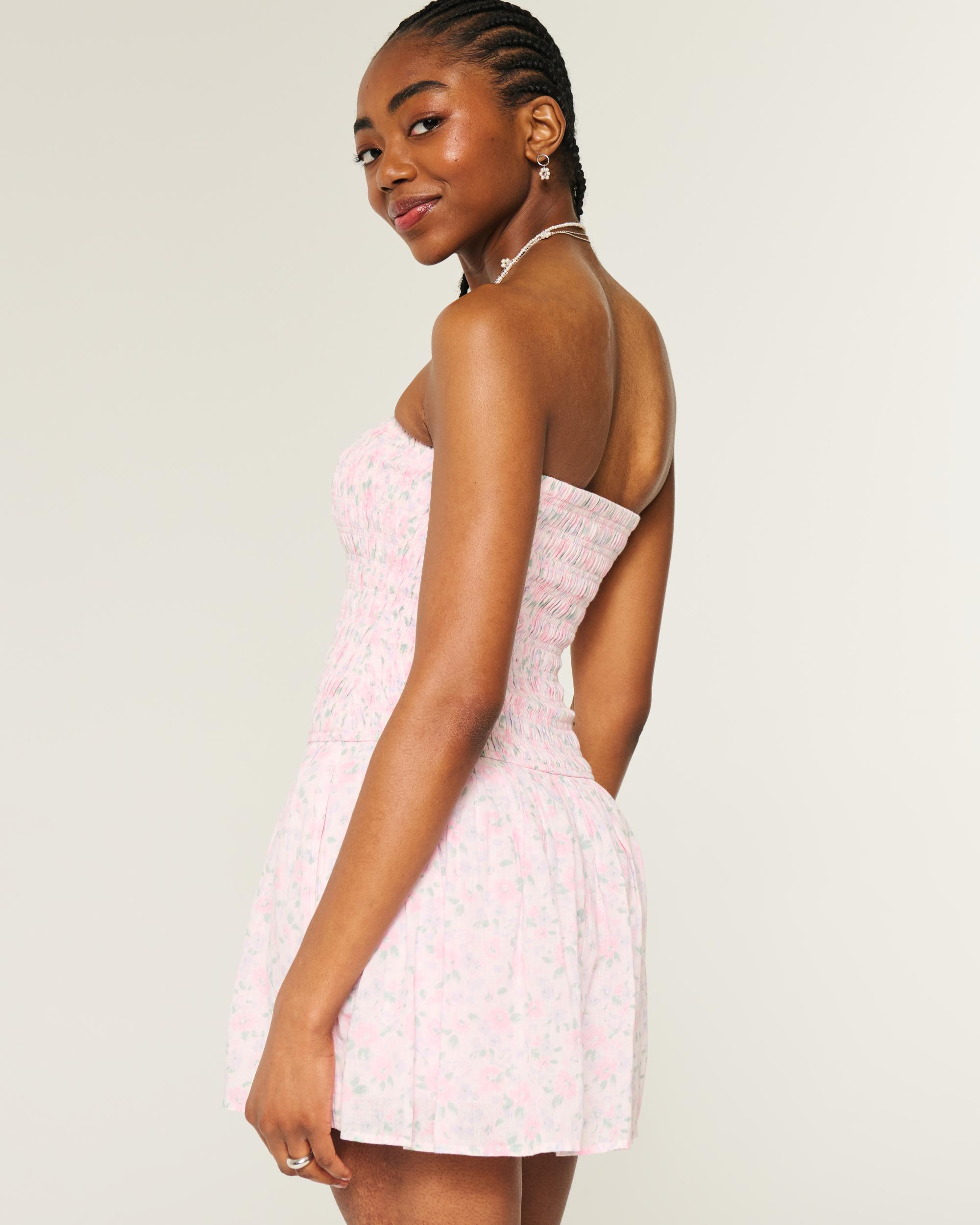 Strapless Smocked Bodice Mini Dress Product Image