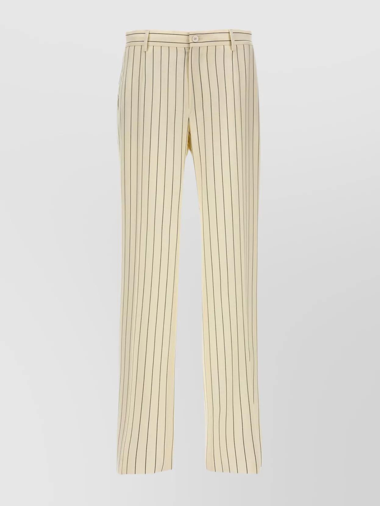 Striped Trousers With Belt Loops And Pockets In Neutral Product Image