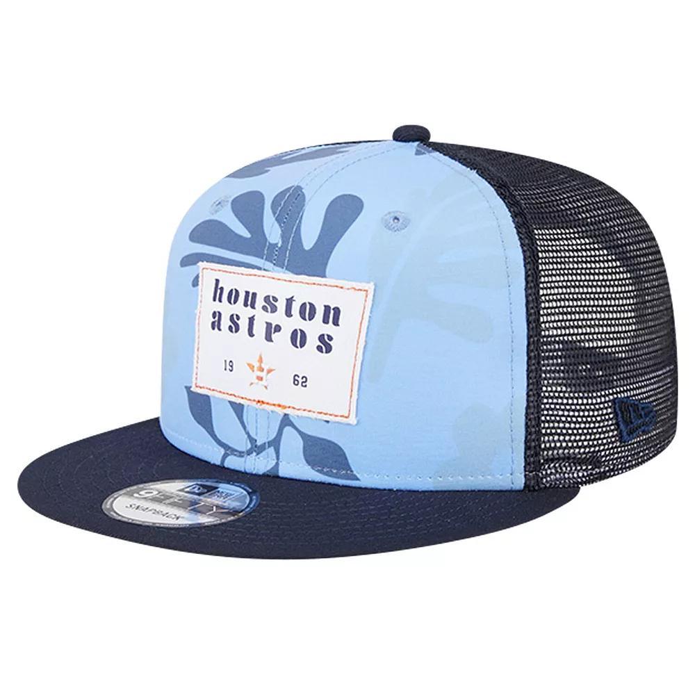 Men's New Era Navy Houston Astros Bikini Bottom Trucker 9FIFTY Snapback Hat, Blue Product Image