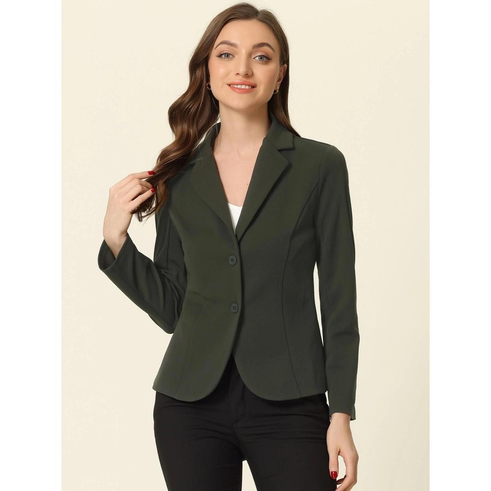 Allegra K Women's Elegant Work Office Lapel Collar Button Down Regular Fit Suit Blazer Product Image