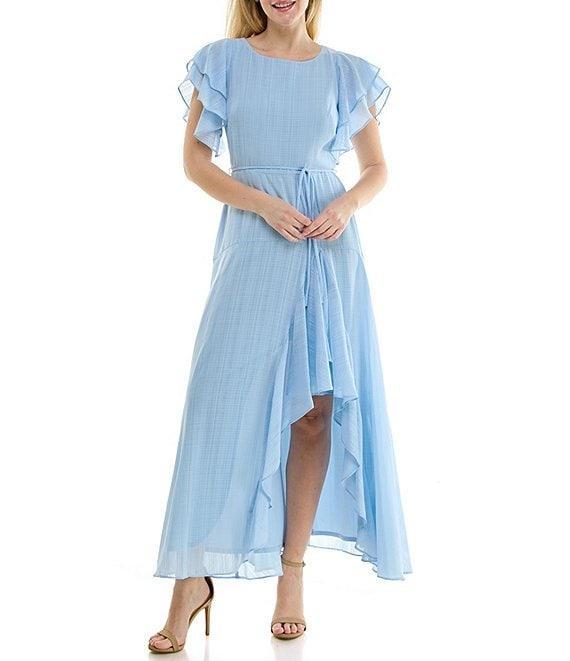 Moda Tara Flutter Sleeve Chiffon Sheath Maxi Dress Product Image