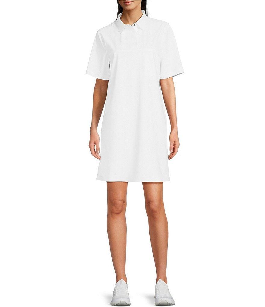 TILLEY Scuba Knit Point Collar Short Sleeve Polo Dress Product Image