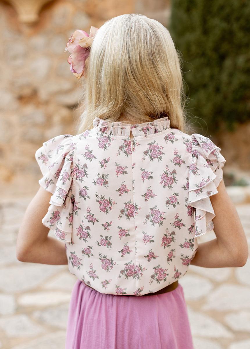 Isadora Top in Lilac Ditsy Floral Girls Product Image