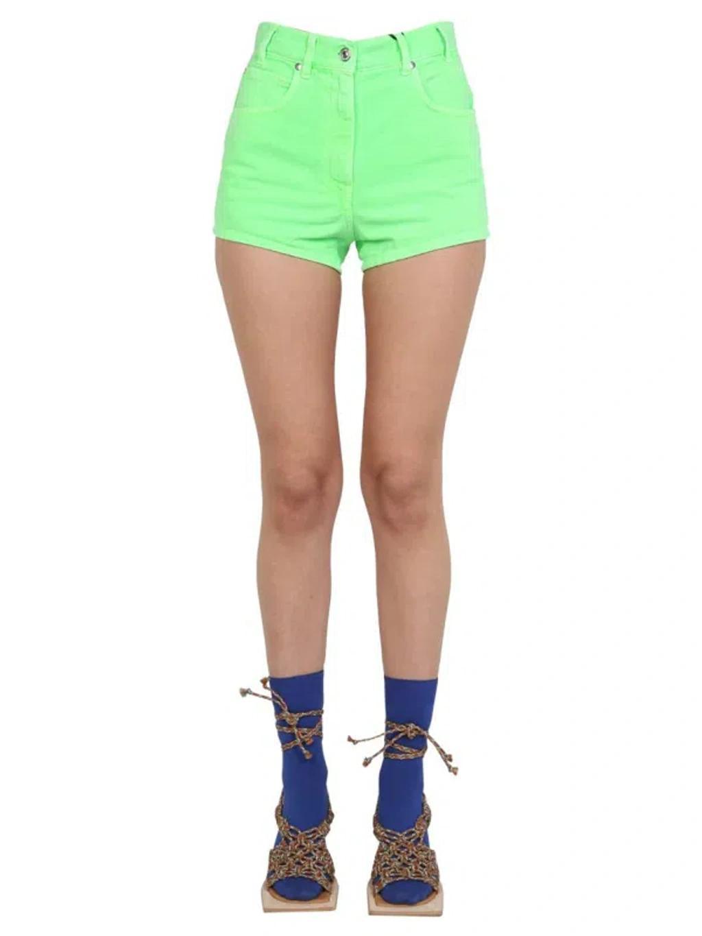 MSGM High-waist Denim Shorts In Green Product Image