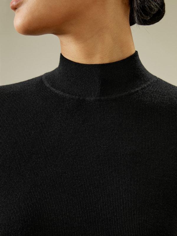 LILYSILK Womens Cashmere Pullover - Black Cashmere Silk - Lightweight Autumn and Winter Top M Product Image