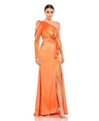 Womens leena One-Sleeve Cut-Out Satin Gown Product Image