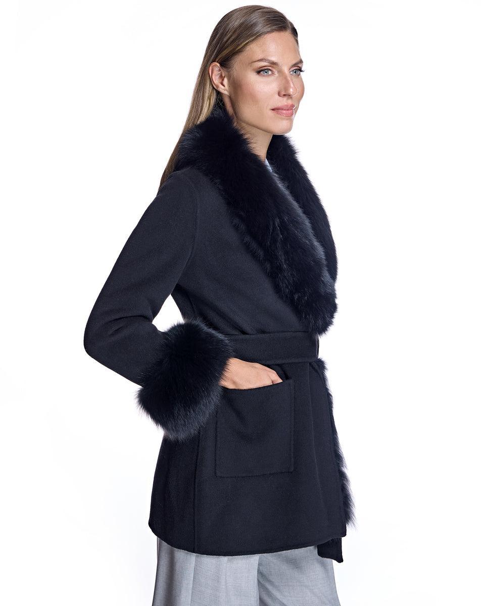 Maximilian Wool Jacket with Detachable Fur Trim Product Image