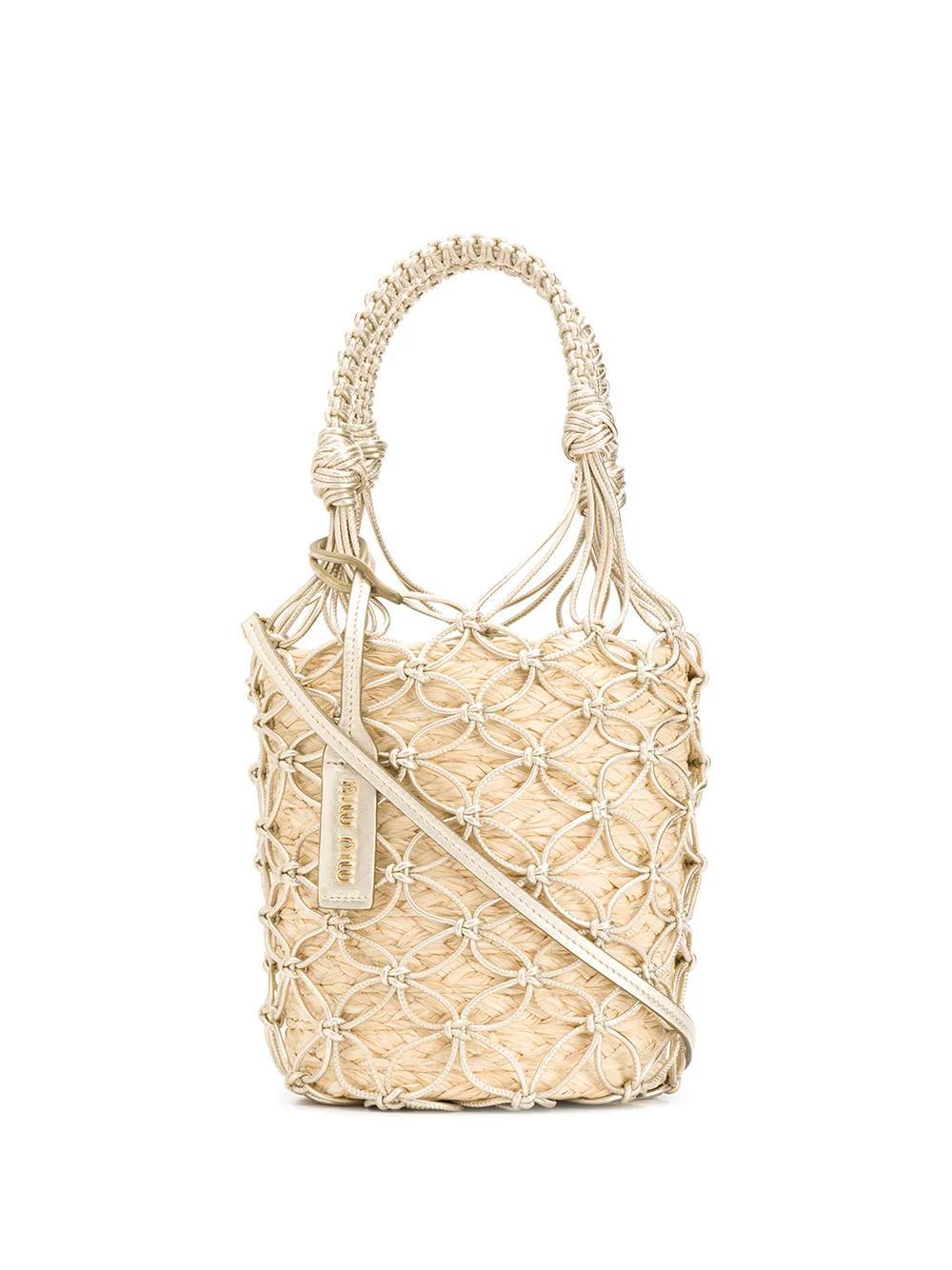 MIU MIU Woven Bucket Bag In Silver Product Image