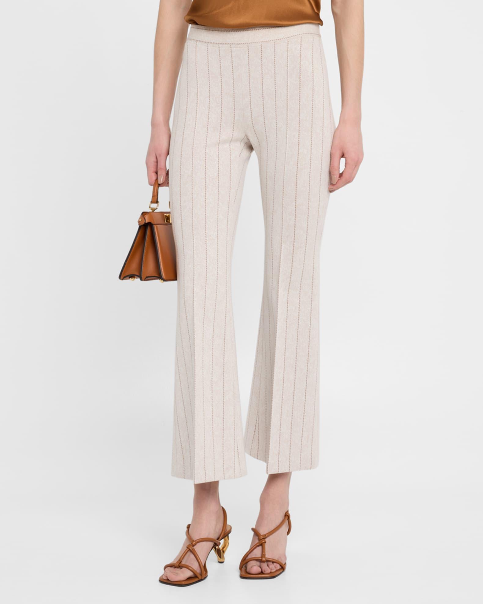 Pinstripe Flare Pull-On Crop Pants Product Image