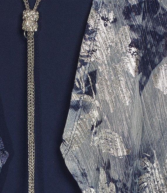 R & M Richards Plus Size Metallic Foil Print 2-Piece Jacket Dress Product Image