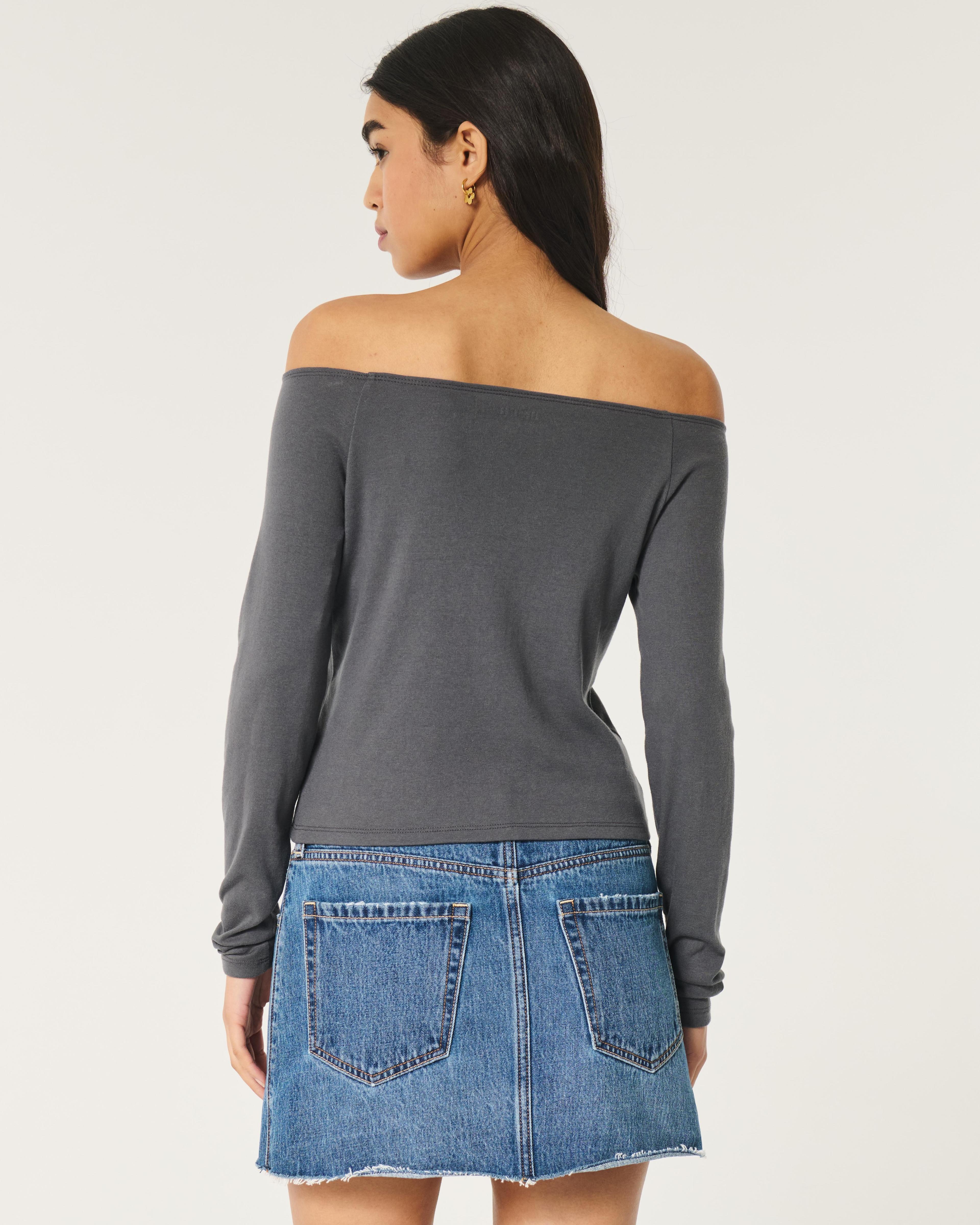 Long-Sleeve Off-the-Shoulder Top Product Image