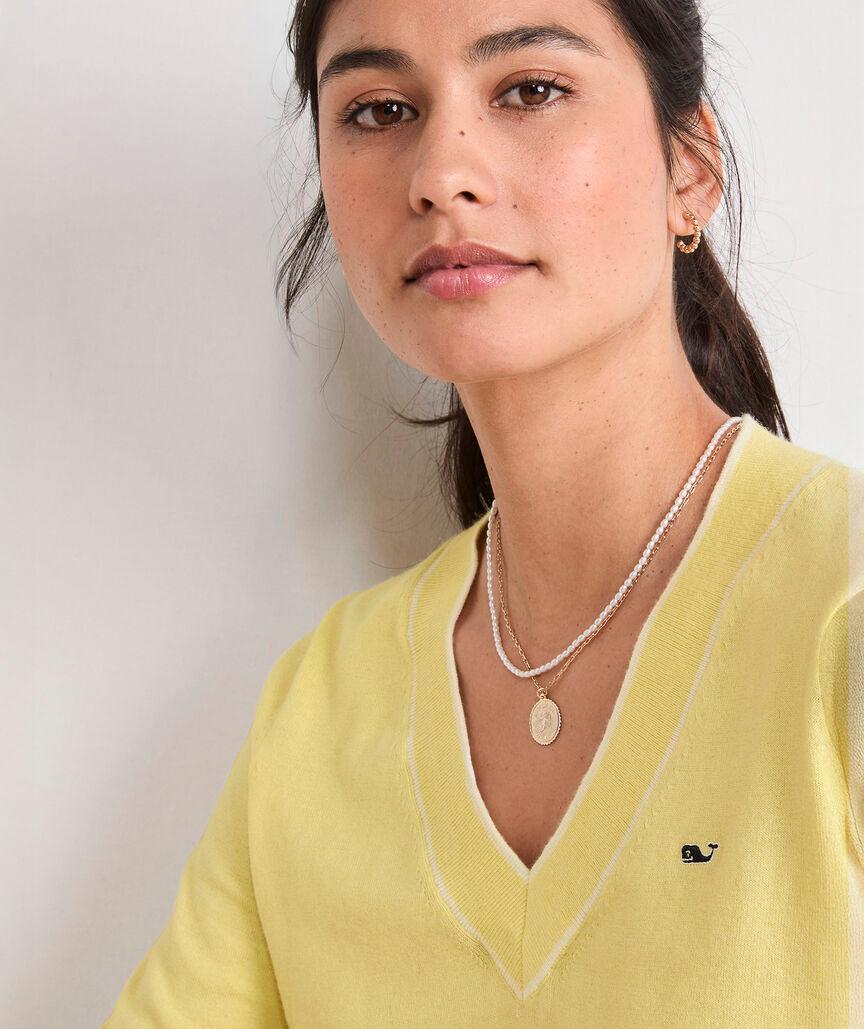 Cotton Cashmere Heritage V-Neck Sweater Product Image