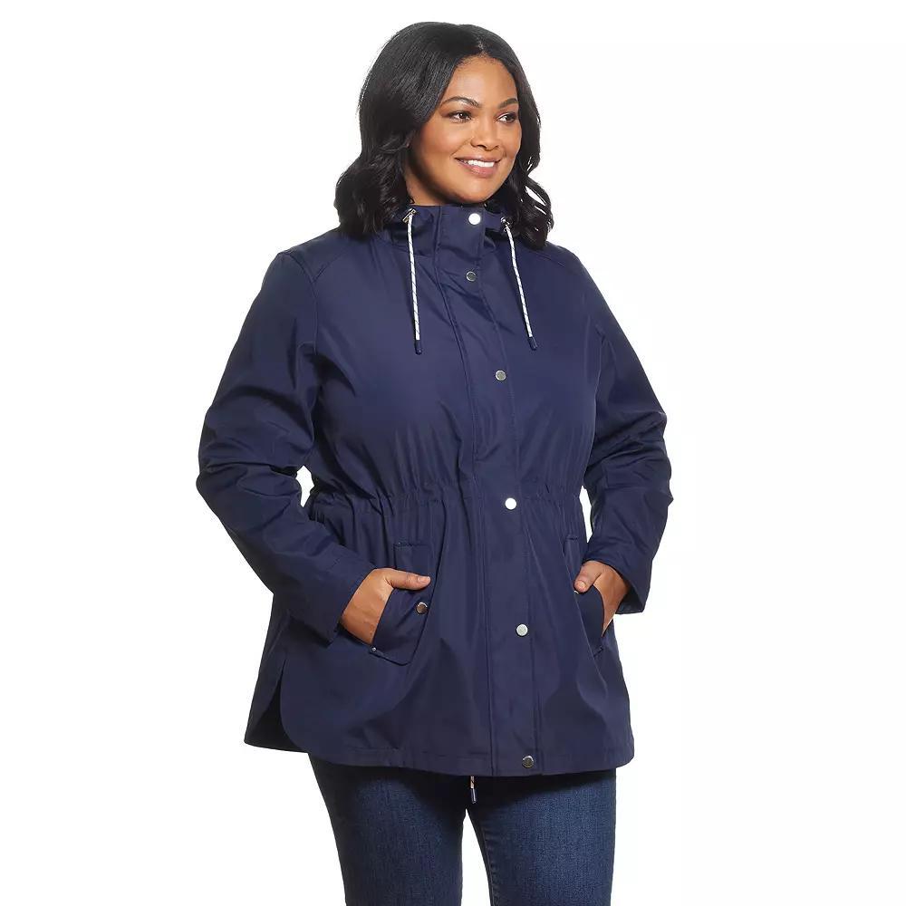 Plus Size Weathercast Hooded Nautical Anorak Jacket, Women's, Size: 1XL, Blue Product Image