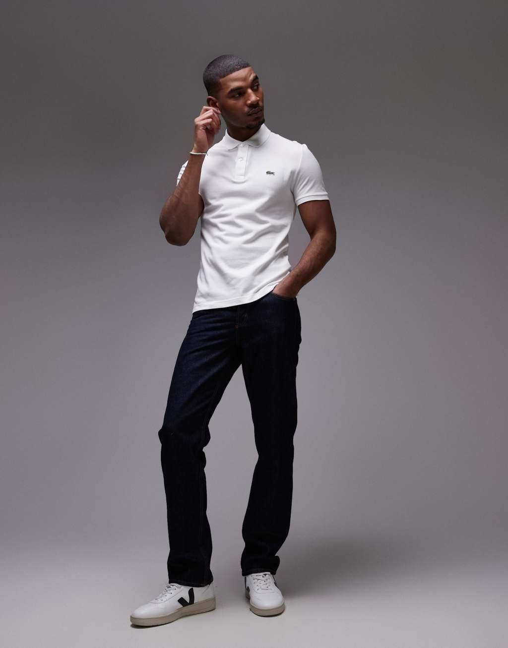 Lacoste slim fit pique polo in white Product Image