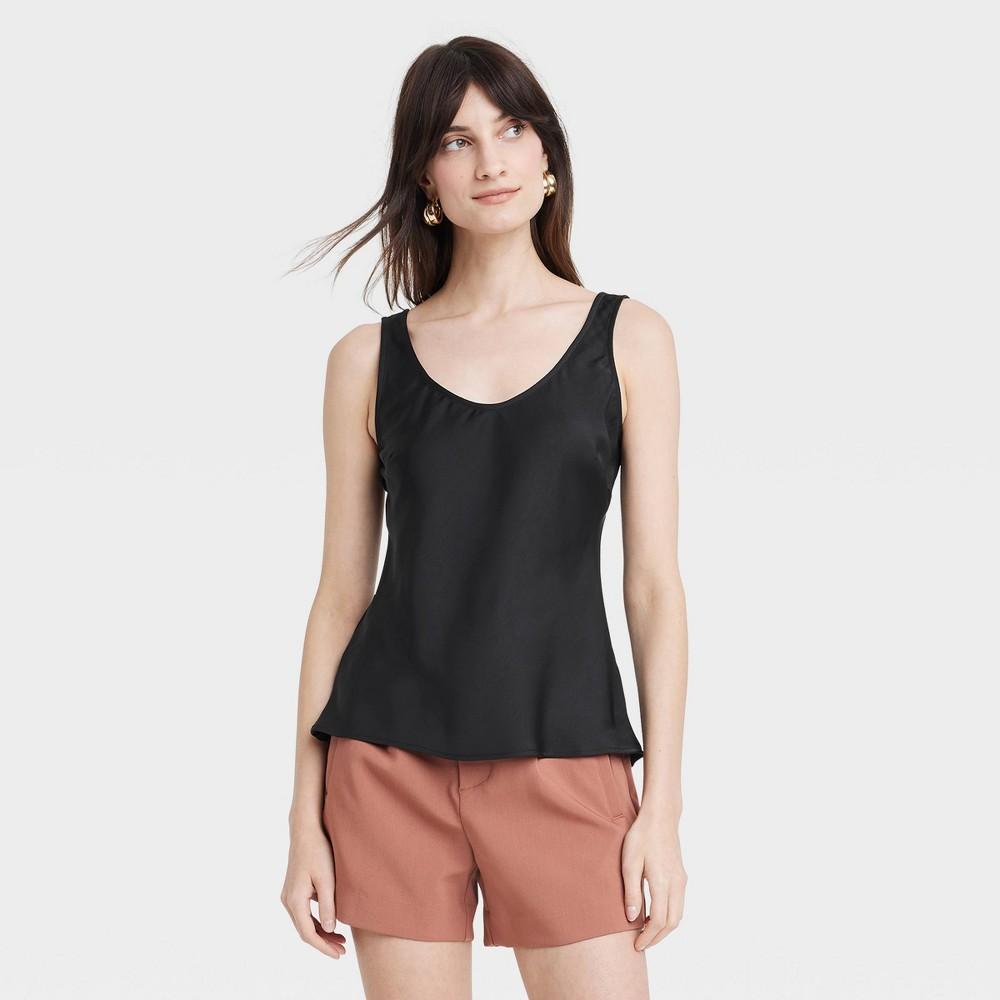 Womens Woven Shell Tank Top - A New Day Black XS Product Image