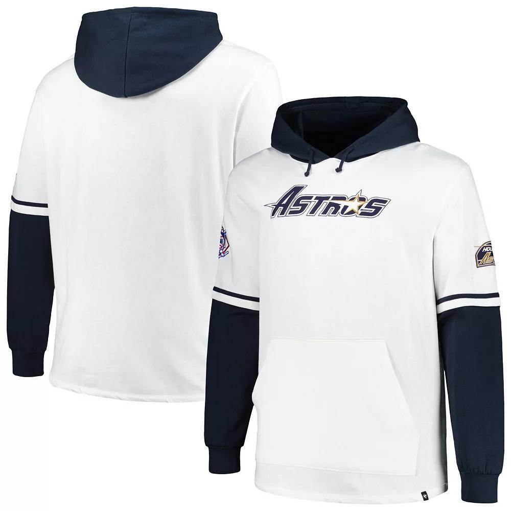 Men's '47 White/Navy Houston Astros Big & Tall Trifecta Shortstop Pullover Hoodie,  Product Image
