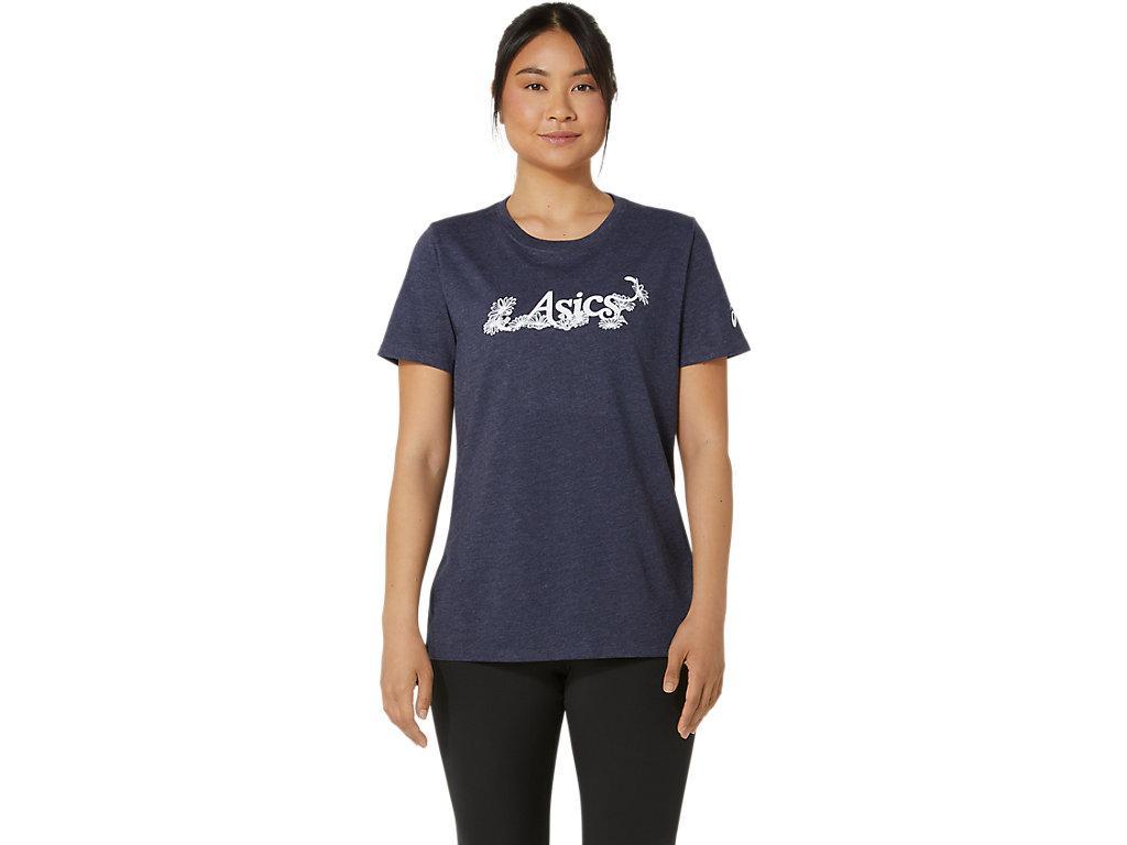 Womens ASICS Floral Slogan Short Sleeve Tee Product Image