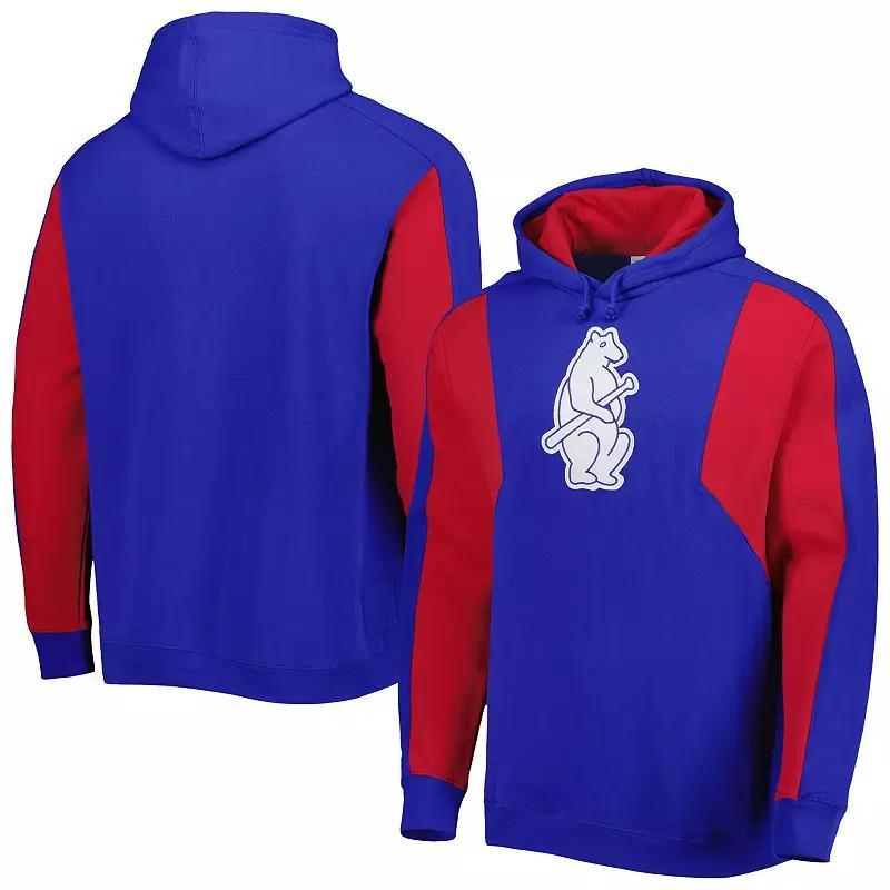 Mens Mitchell & Ness /Red Boston Red Sox Colorblocked Fleece Pullover Hoodie Blue Product Image